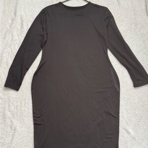 Silky Black Long Sleeve Bodycon Dress